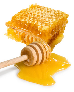 蜂窝中蜂蜜的孤立图像