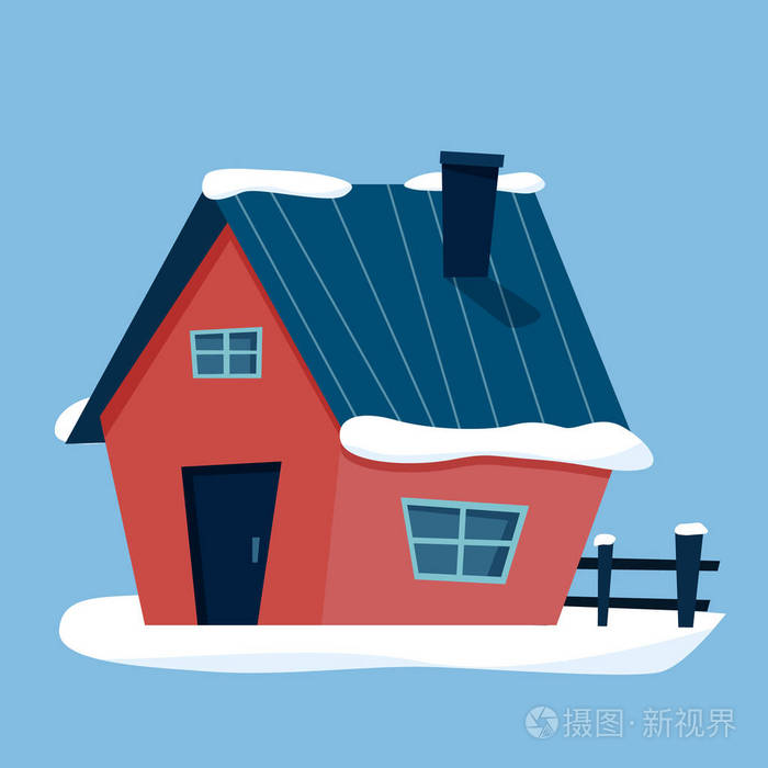 冬天小屋房子与雪