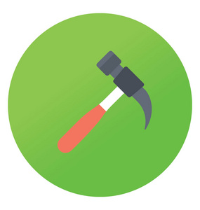 clutchead锤子的平面圆形矢量图标.照片