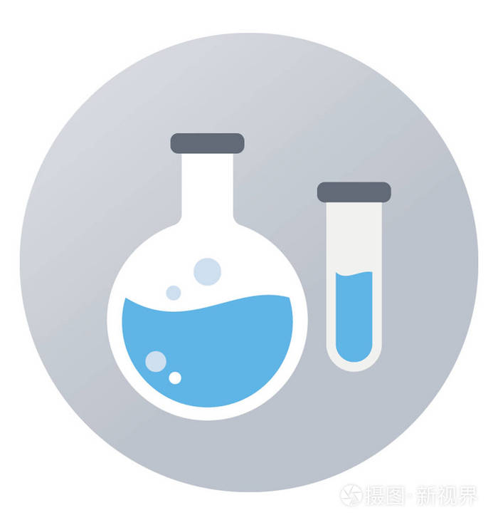 实验室仪器的平面圆形矢量图标.