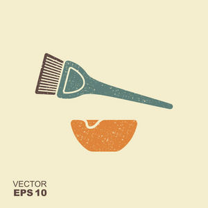 在一个单独的层中, 带有擦伤效果的染发平面图标照片