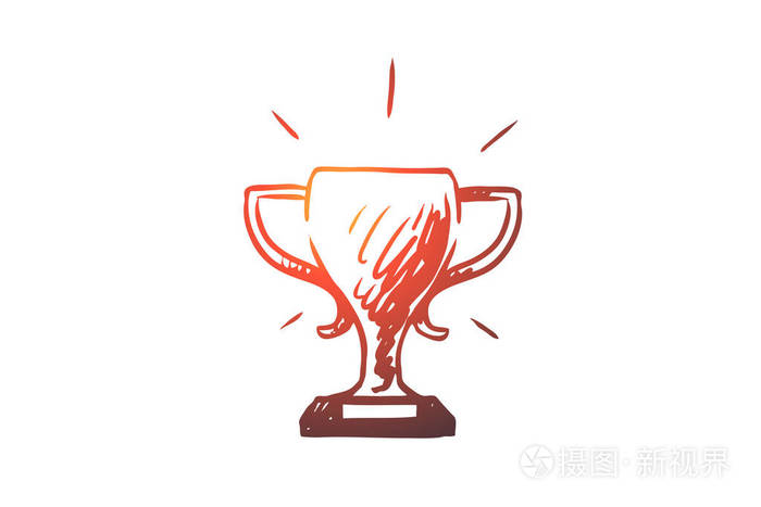 胜利杯赛奖杯比赛成功理念手绘的被隔绝的向量