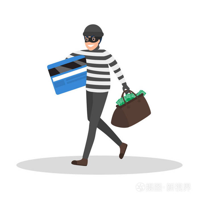 小偷或窃贼偷钱.戴面具的人