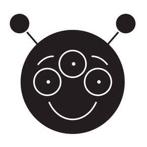 外星表情符号平面例证, 标志照片