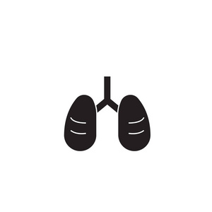哮喘黑色矢量概念图标。哮喘平例证, 标志