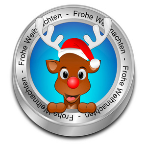 蓝色驯鹿祝圣诞快乐德国版3D插图