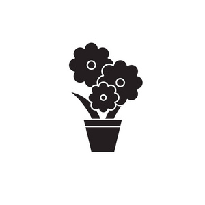 可爱的花盆平例证, 标志照片