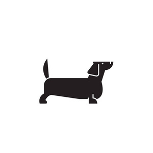 dachshund 黑色矢量概念图标。dachshund 平例证, 标志