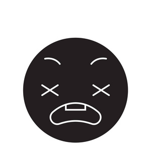 焦虑表情符号平面插图, 标志照片