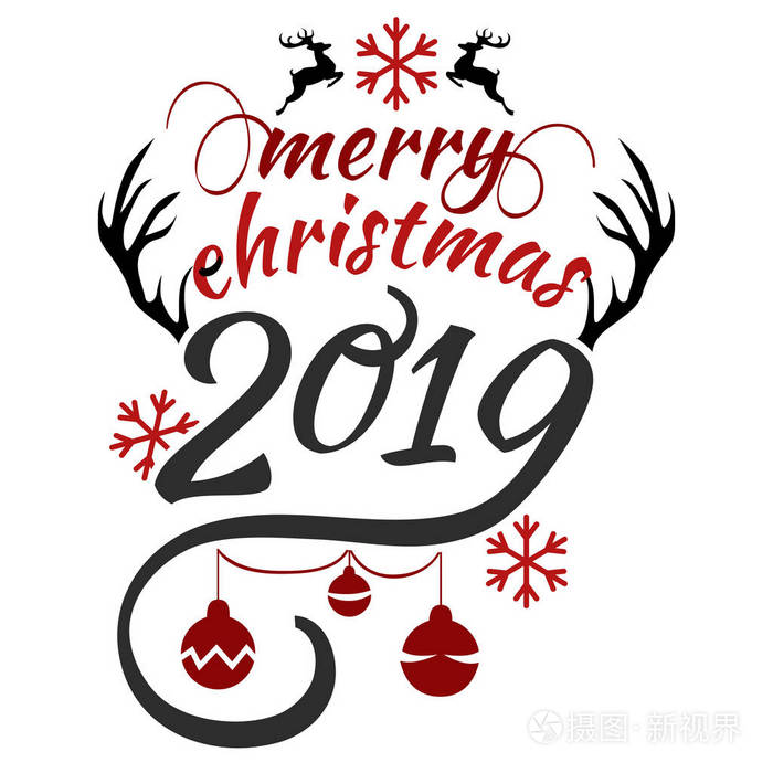 祝圣诞快乐 新年快乐19平安 我们祝你文字文字标志插画 正版商用图片15x1a5 摄图新视界