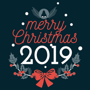 祝圣诞快乐, 新年快乐 2019平安, 我们希望您在黑色背景下刻字文字徽标