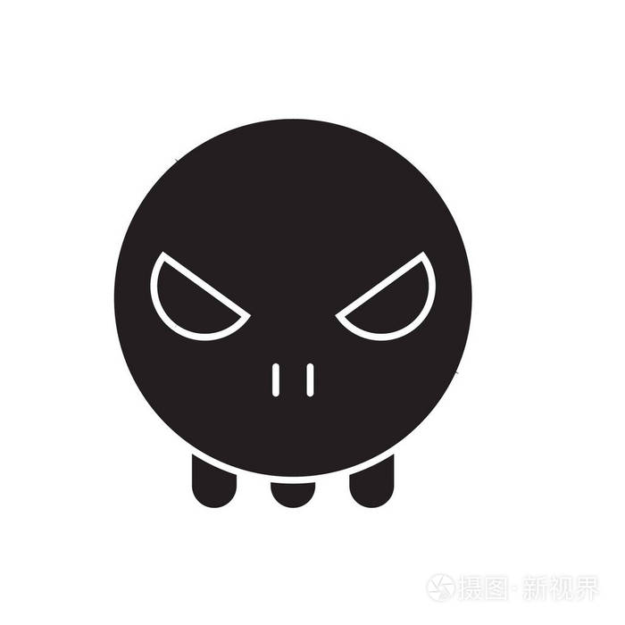 鬼表情黑矢量概念图标幽灵表情符号平面插图符号