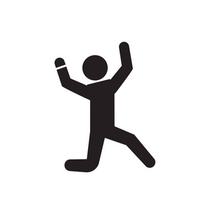 快乐的人跳跃黑色矢量概念图标.愉快的人跳跃平例证, 标志照片