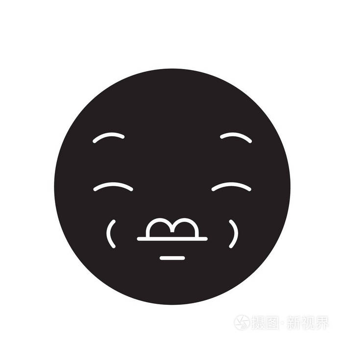 接吻表情符号黑色矢量概念图标接吻表情符号平面插图标志