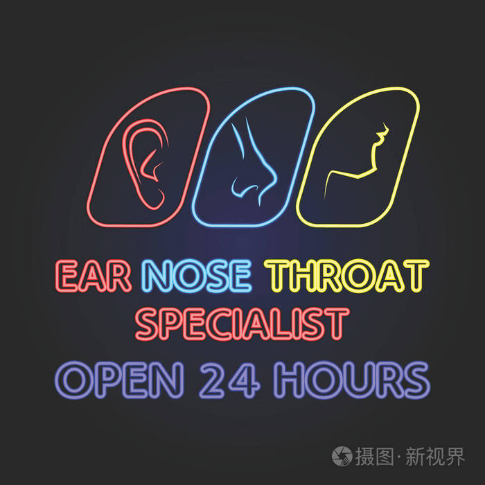 耳鼻喉(ent)标志耳鼻喉科医生的临床概念. 矢量插图