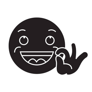 看起来不错的表情符号黑色矢量概念图标.
