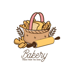 白色背景矢量插图孤立的面包店徽