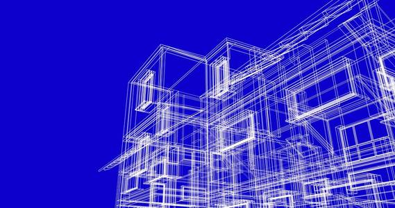 房屋概念草图3D插图