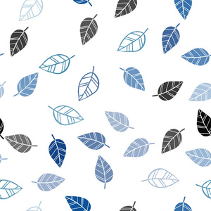 浅蓝色矢量无缝天然艺术品与叶子。 带有梯度的模糊抽象背景上的叶子。 壁纸面料制造商的时尚设计。