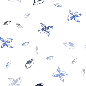 深蓝色矢量无缝优雅的壁纸与叶子。 创造性的插图，模糊的风格与叶子。 织物壁纸设计图案。