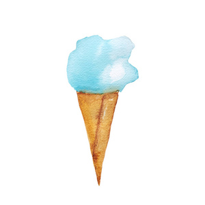 水彩画手绘冰淇淋，白色背景