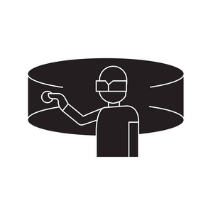 研究人员黑矢量概念图标.研究员平例证, 标志照片