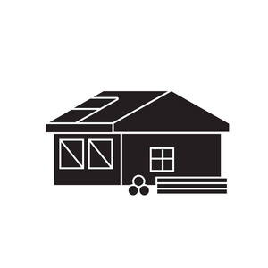 屋顶建设黑色矢量概念图标。屋顶建筑平例证, 标志