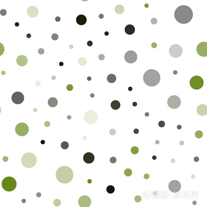 深绿色矢量无缝布局与圆圈形状。 模糊的气泡在抽象的背景上与彩色梯度。 窗帘窗帘设计图案。