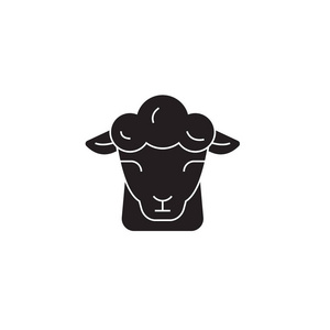 羊农场黑色矢量概念图标。绵羊农场平例证, 标志