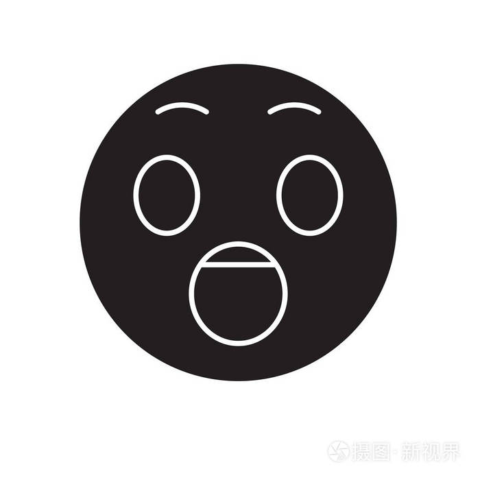惊讶表情符号黑色矢量概念图标惊奇的表情符号平例证标志