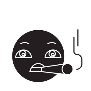 抽烟表情符号平插图, 标志照片