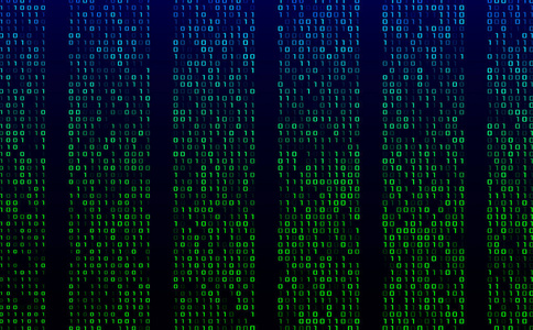 屏幕上的二进制矩阵代码流.计算机矩阵的数字.