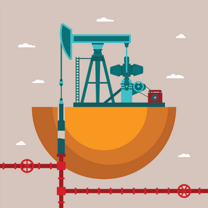 带有管网的油井矢量概念图片