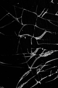 碎屏幕黑色背景设计元素上的破碎玻璃白线. 触摸屏智能手机,碎屏照片