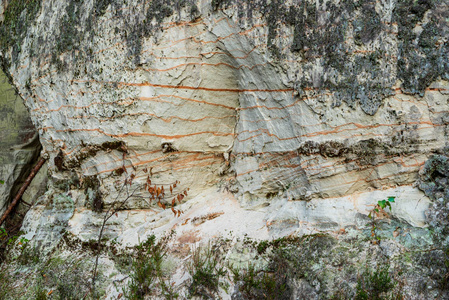 GaujaLatvia河附近红色砂岩悬崖的纹理