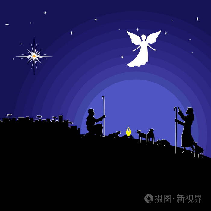 圣诞故事伯利恒之夜一个天使出现在牧羊人面前讲述救世主耶稣诞生到