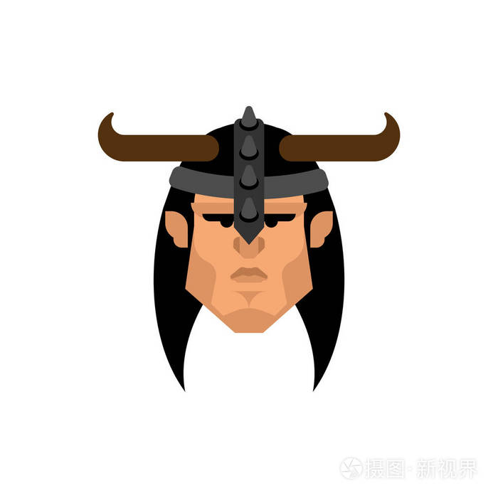 野蛮人的脸狂暴残暴的人头战士肖像矢量图