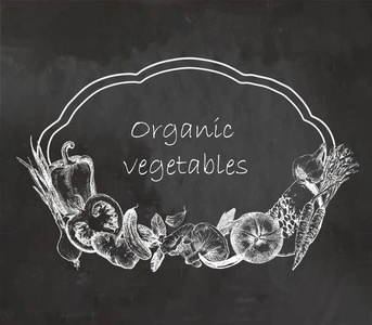 手绘图示蔬菜，矢量.