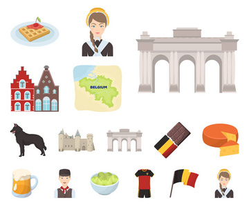 矢量比利时国家比利时卡通图标集集为设计.