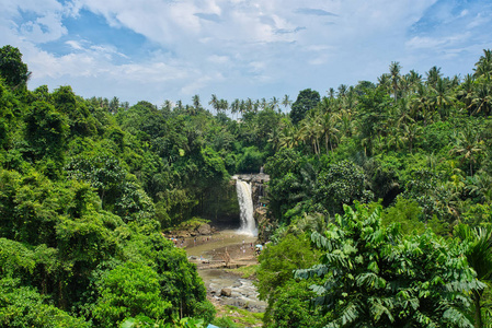 特根甘瀑布被乌布地区的丛林包围。 印度尼西亚巴厘岛