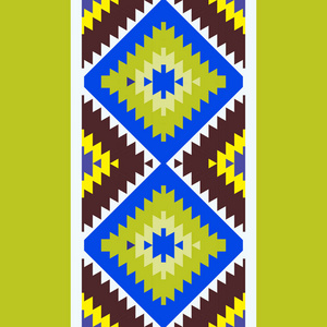 无缝图案土耳其地毯棕色,黄色,蓝色,绿色.