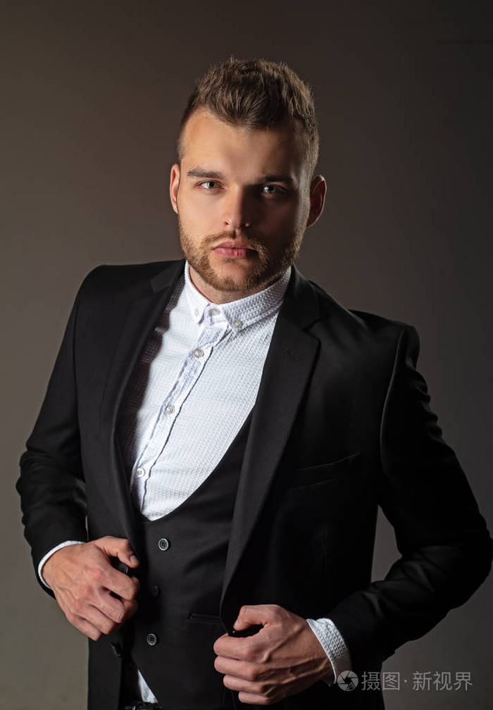 modern man suit fashion. man in classic suit shirt.