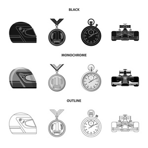 汽车和拉力赛标志的矢量设计。汽车和种族股票矢量图集