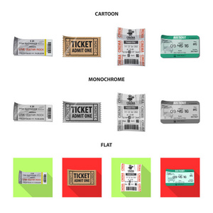 门票和入场符号的矢量设计。股票票证和事件矢量图标的集合