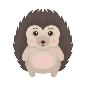 可爱的刺猬刺的动物卡通人物站立在两条腿向量例证在白色背景照片