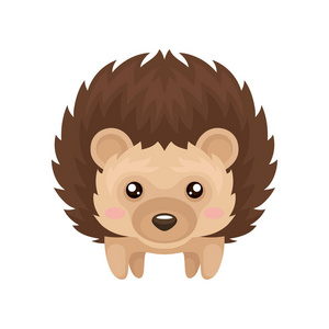 可爱的刺猬, 甜可爱的带刺的动物动画片人物, 前面看法向量例证在白色