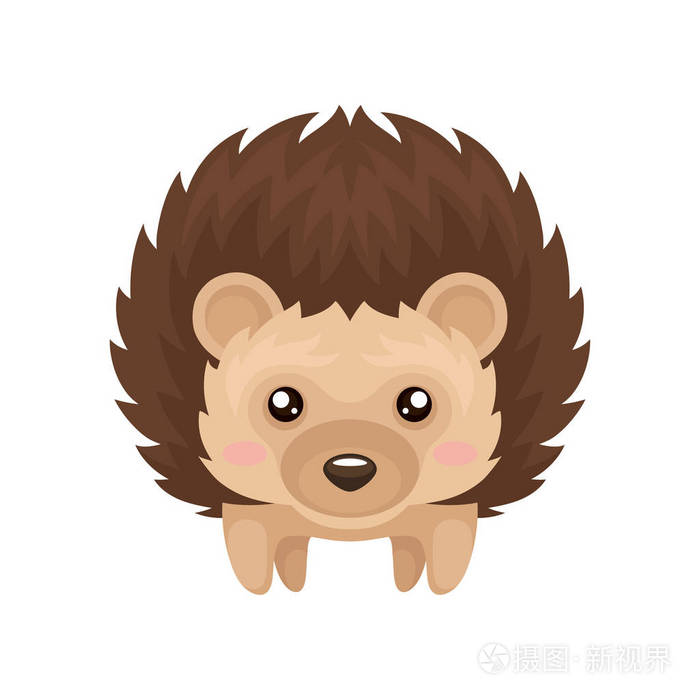 可爱的刺猬, 甜可爱的带刺的动物动画片人物, 前面看法向量例证在白色