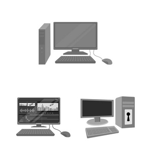 屏幕和计算机符号的独立对象。屏幕和模型股票向量的汇集例证