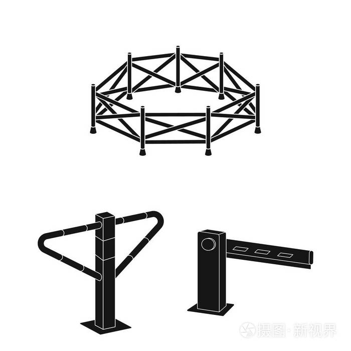 门和围栏标志的矢量设计。网络的门和墙体股票符号集