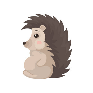 刺猬侧视图刺猬, 可爱的带刺的动物动画片人物, 侧视图向量例证在白色